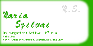 maria szilvai business card